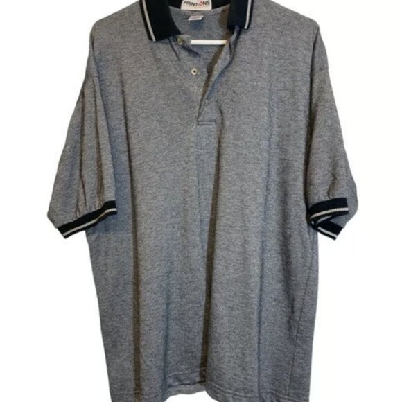 Men's Print-Ons Black/Gray Polo Golf Shirt Size XL EUC #3296 - Picture 1 of 4